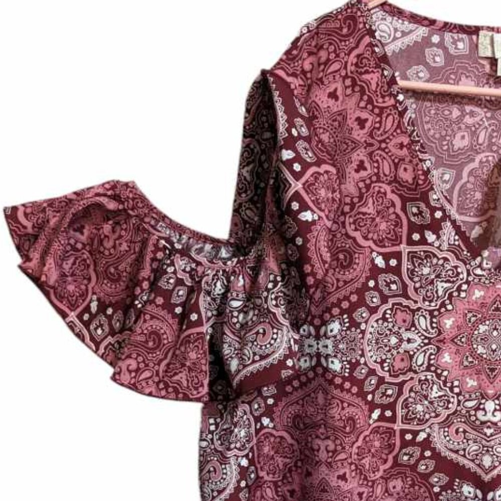 WEEKEND SUZANNE BETRO womens Cold Shoulder Blouse Pink Red 2X - Picture 3 of 6